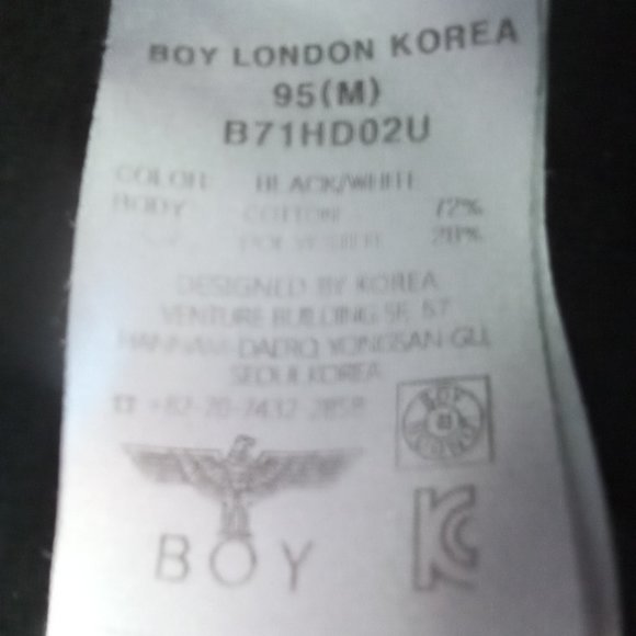 Boy London Globe Star Eagle  black/white Hoodie size M - Picture 8 of 12